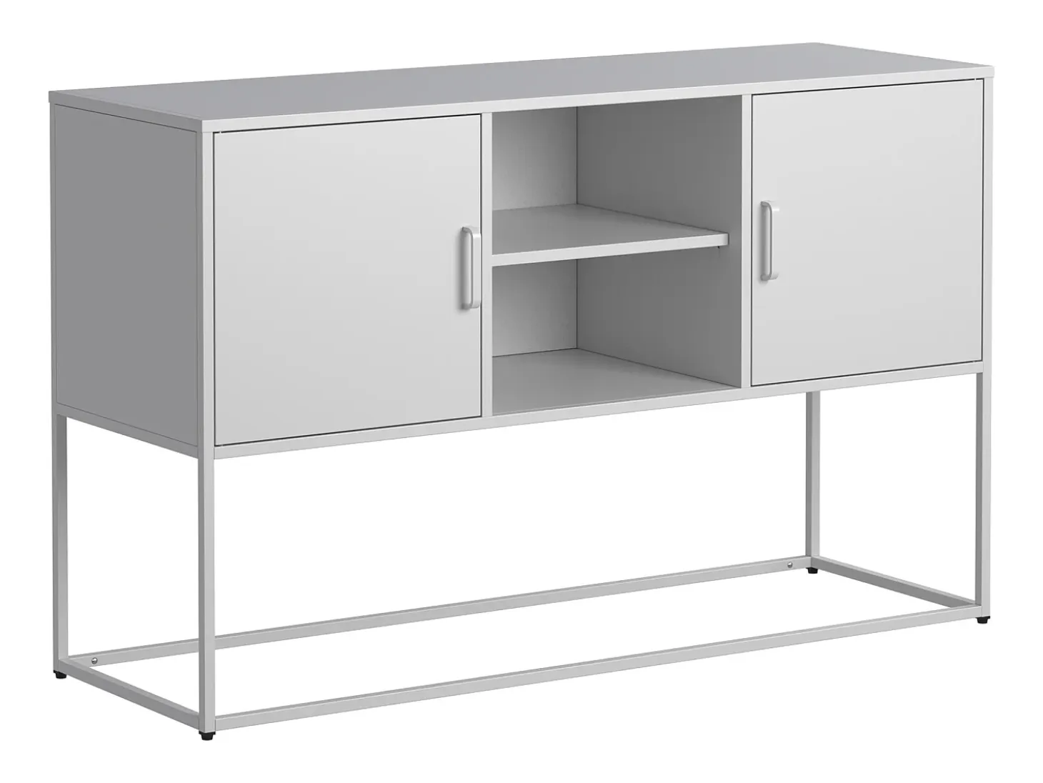 Aparador blanco - Aparador con 2 puertas y espacio de almacenaje abierto - para comedor y sala de estar