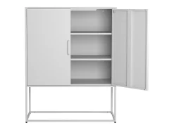 Aparador Blanco - Aparador con 2 puertas magnéticas y tiradores en forma de U - antivuelco - para salón y comedor