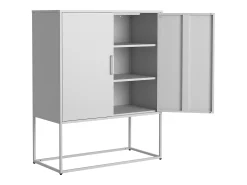 Aparador Blanco - Aparador con 2 puertas magnéticas y tiradores en forma de U - antivuelco - para salón y comedor