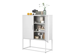 Aparador Blanco - Aparador con 2 puertas magnéticas y tiradores en forma de U - antivuelco - para salón y comedor