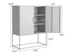 Aparador Blanco - Aparador con 2 puertas magnéticas y tiradores en forma de U - antivuelco - para salón y comedor