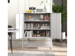 Aparador Blanco - Aparador con 2 puertas magnéticas y tiradores en forma de U - antivuelco - para salón y comedor