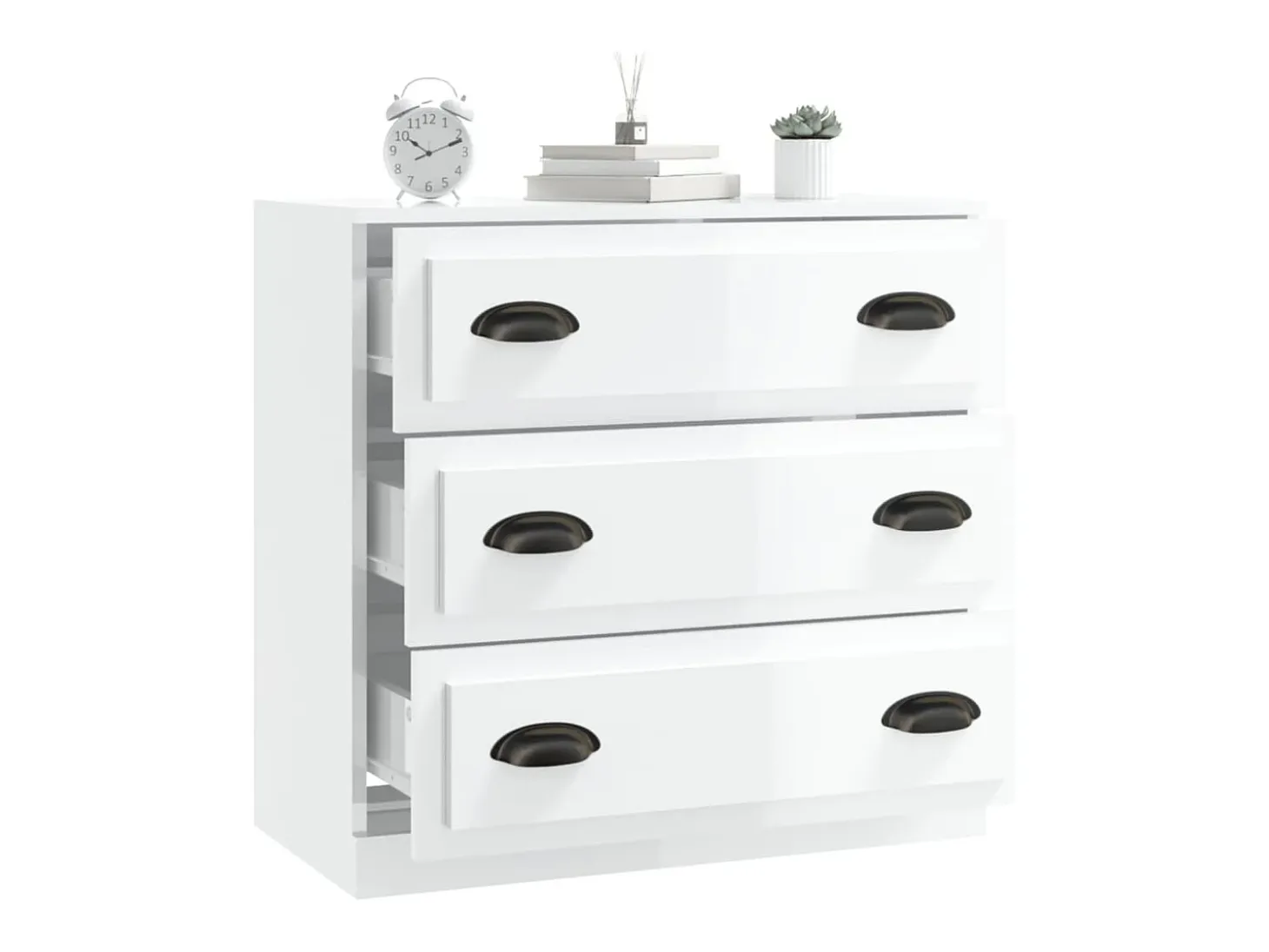 Aparador blanco alto brillo 70x35,5x67,5 cm madera de ingeniería