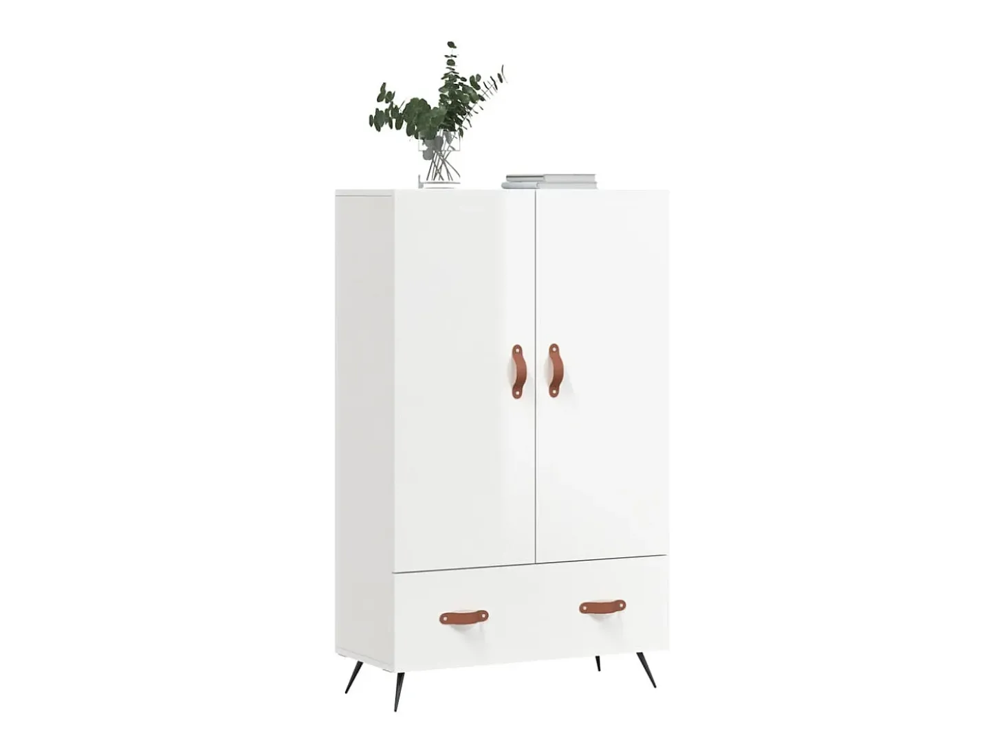 Aparador blanco alto brillo 69,5x31x115 cm madera de ingeniería