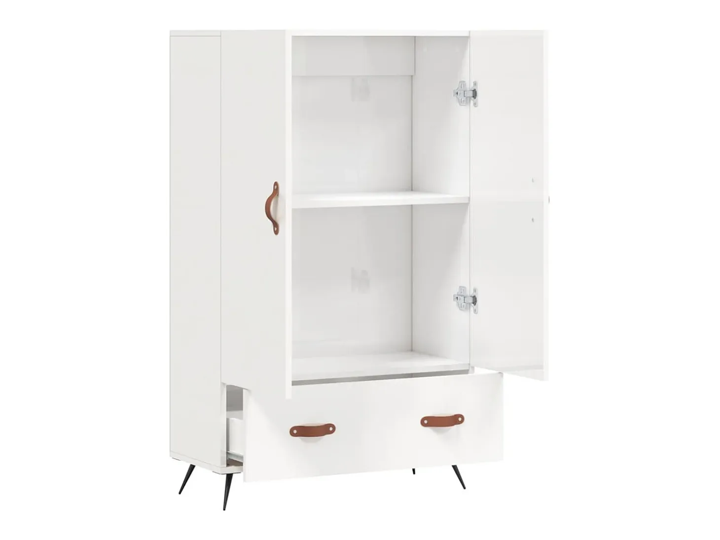 Aparador blanco alto brillo 69,5x31x115 cm madera de ingeniería