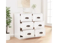 Aparador blanco alto brillo 70x35,5x67,5 cm madera de ingeniería