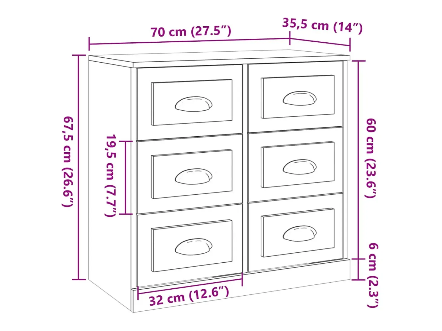 Aparador blanco alto brillo 70x35,5x67,5 cm madera de ingeniería