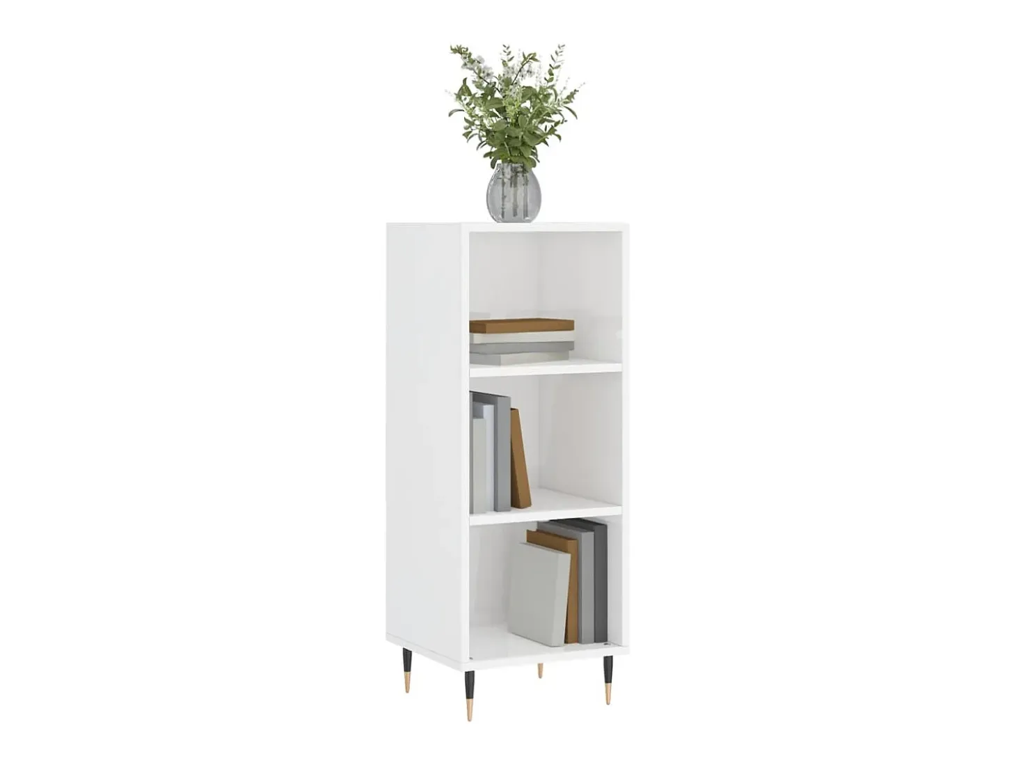 Aparador blanco alto brillo 34,5x32,5x90 cm madera de ingeniería