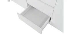 Aparador blanco brillante con 3 cajones - Aparador de 2 puertas con iluminación LED - estantes ajustables