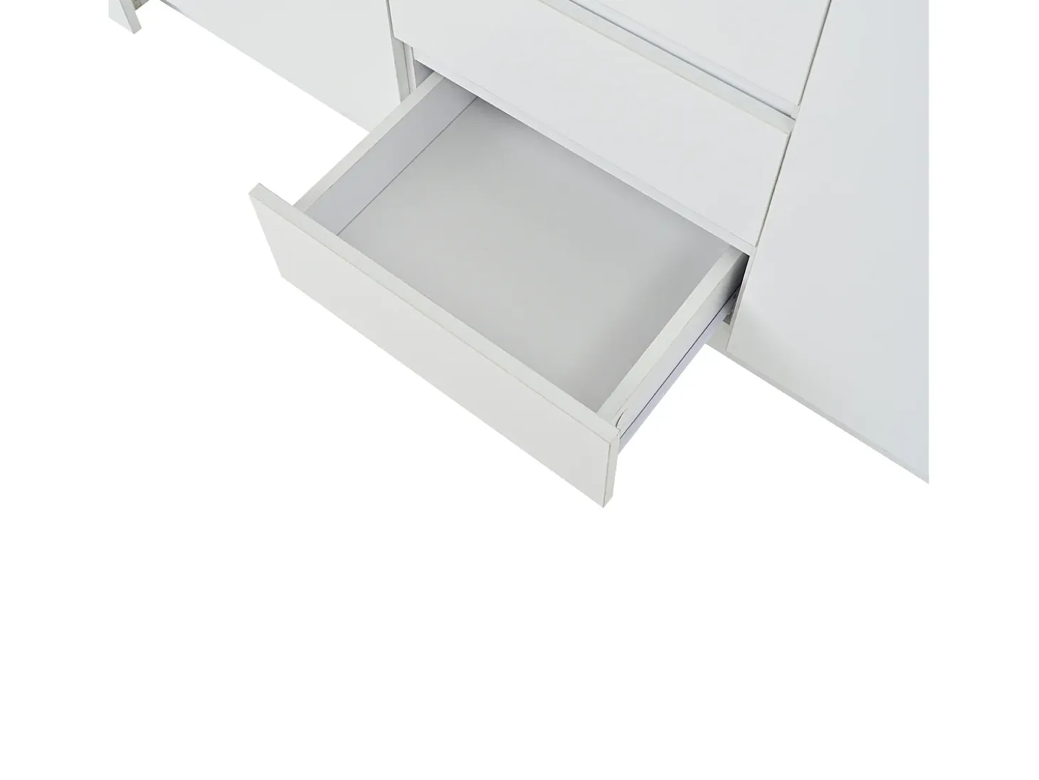 Aparador blanco brillante con 3 cajones - Aparador de 2 puertas con iluminación LED - estantes ajustables
