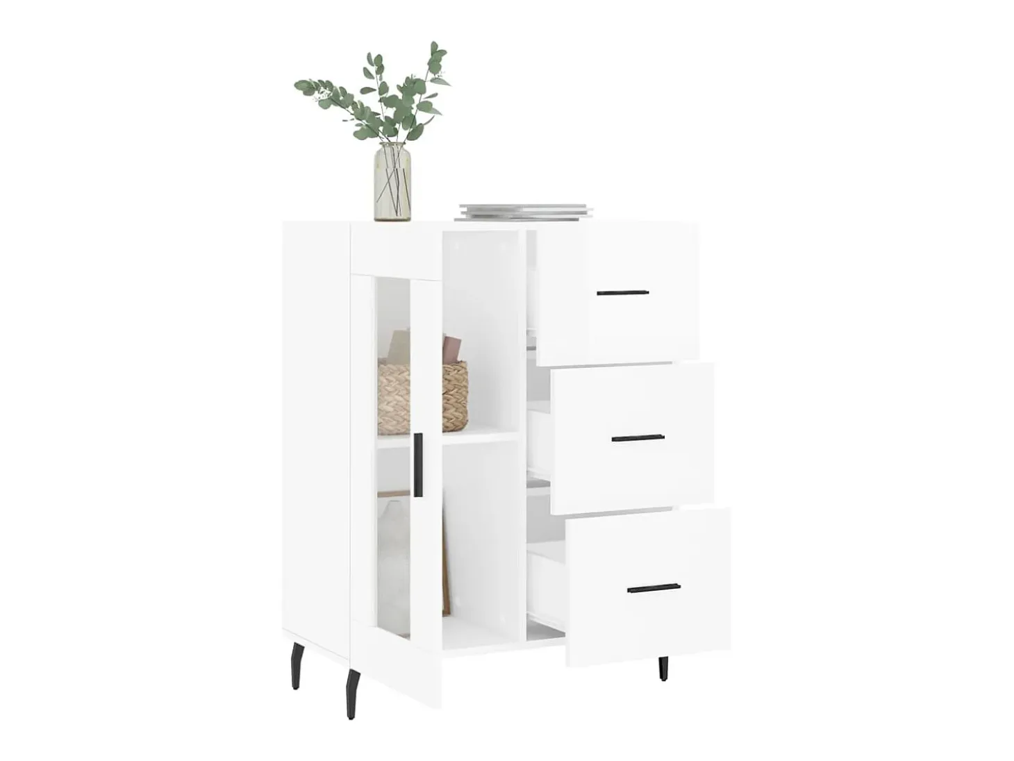 Aparador Blanco brillo 69,5x34x90 cm Madera de ingeniería