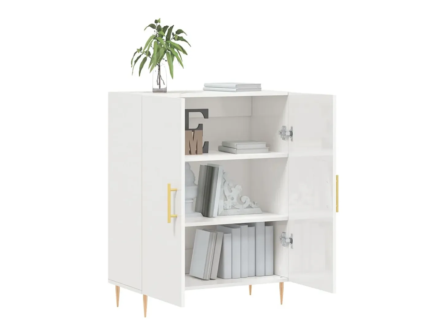 Aparador Blanco brillo 69,5x34x90 cm Madera de ingeniería