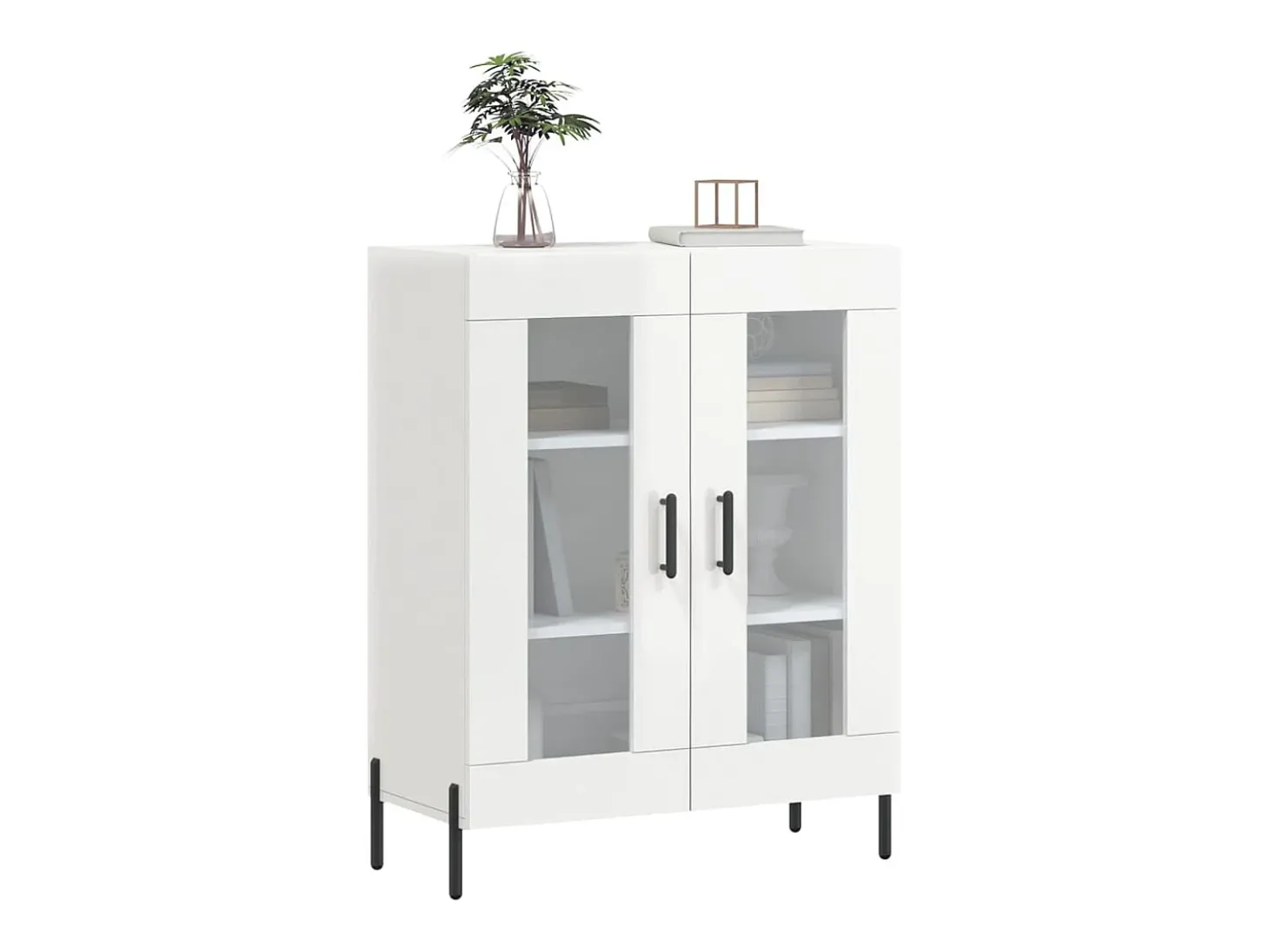 Aparador Blanco brillo 69,5x34x90 cm Madera de ingeniería