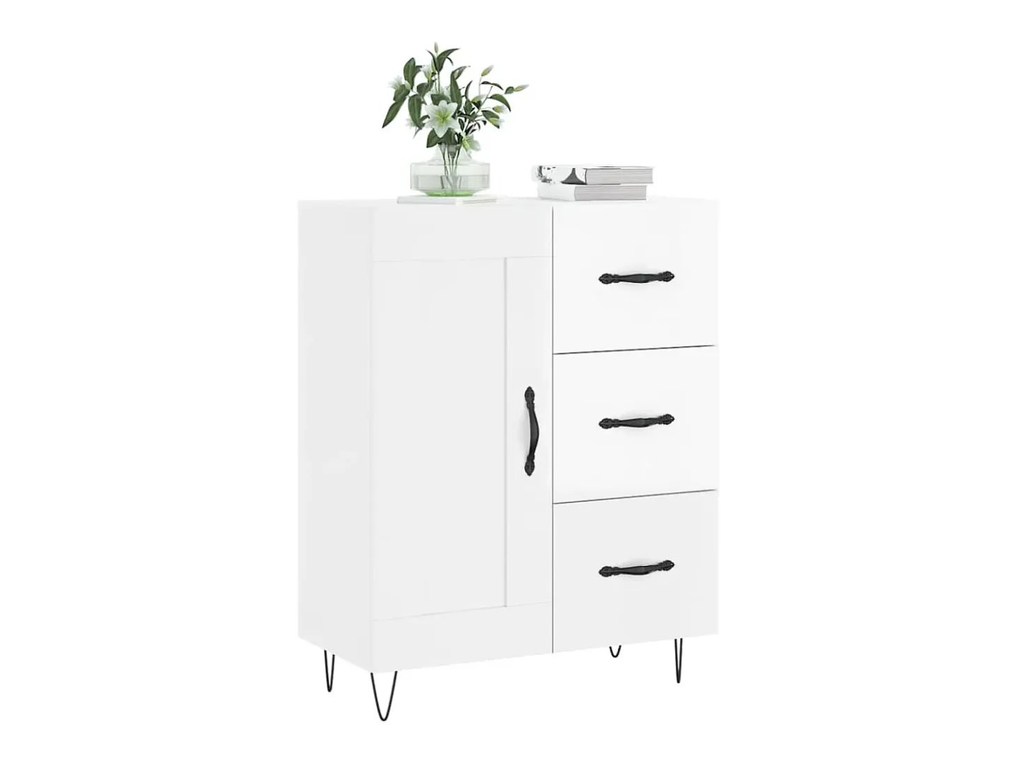 Aparador Blanco brillo 69,5x34x90 cm Madera de ingeniería
