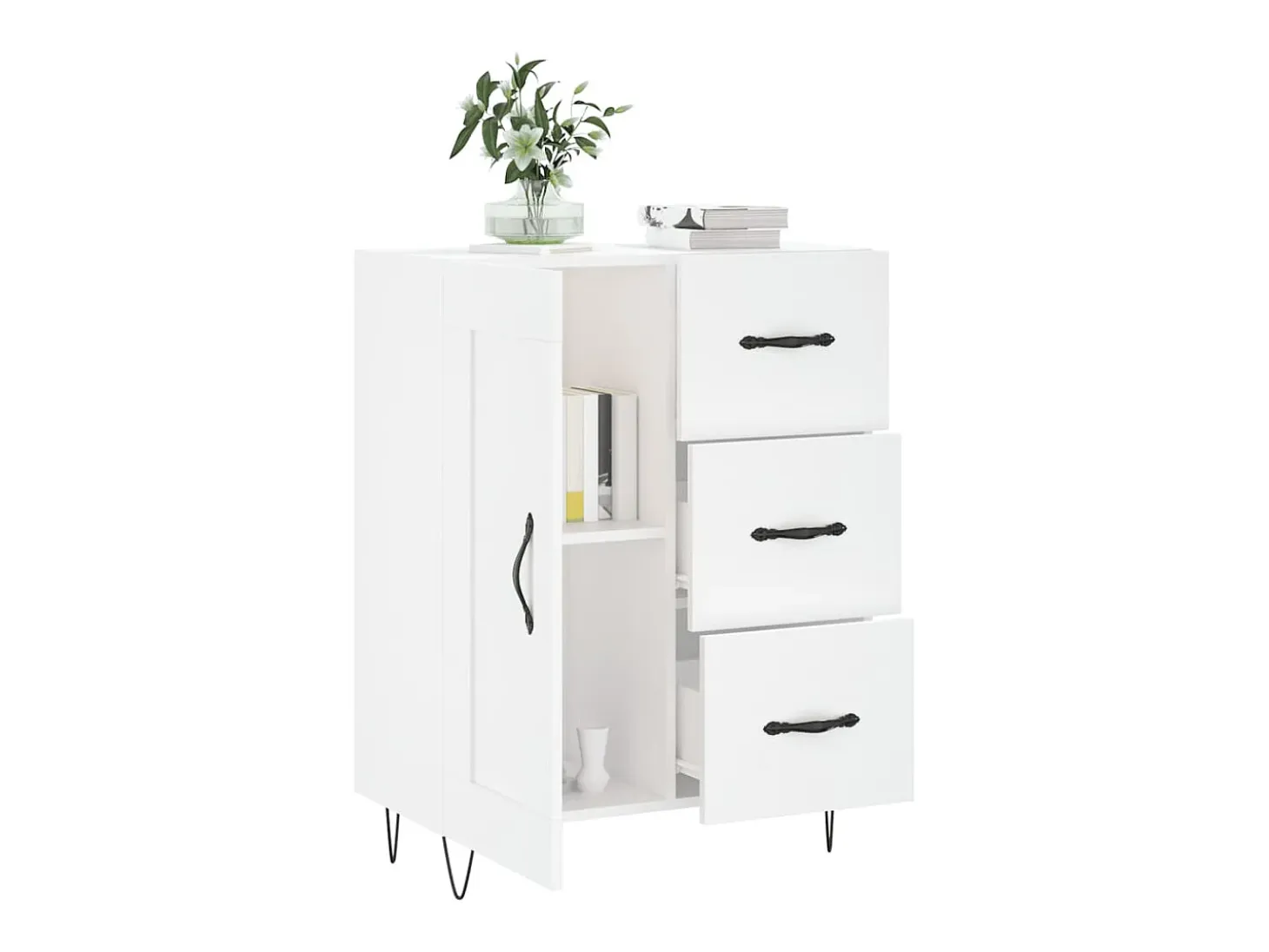 Aparador Blanco brillo 69,5x34x90 cm Madera de ingeniería