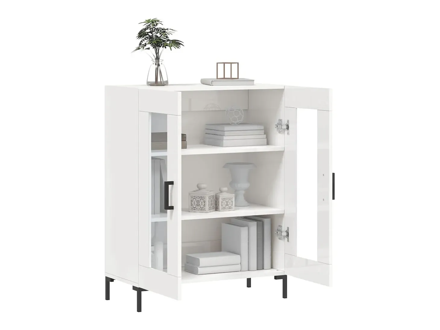 Aparador Blanco brillo 69,5x34x90 cm Madera de ingeniería