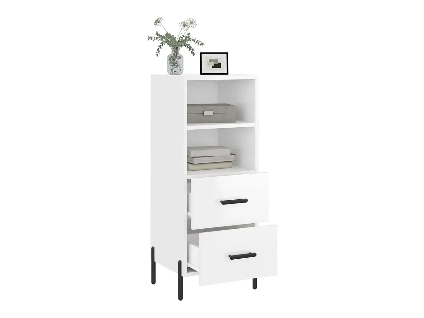 Aparador Blanco brillo 34,5x34x90 cm Madera de ingeniería