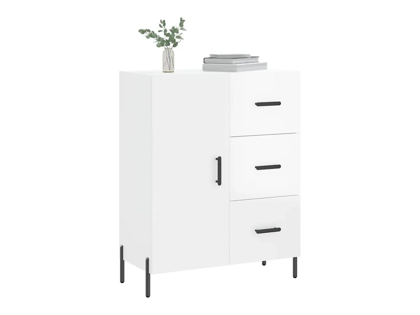 Aparador Blanco brillo 69,5x34x90 cm Madera de ingeniería