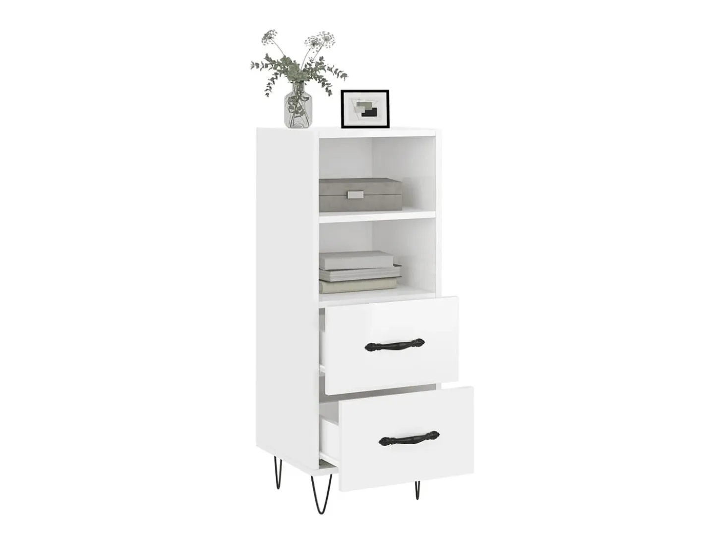 Aparador Blanco brillo 34,5x34x90 cm Madera de ingeniería