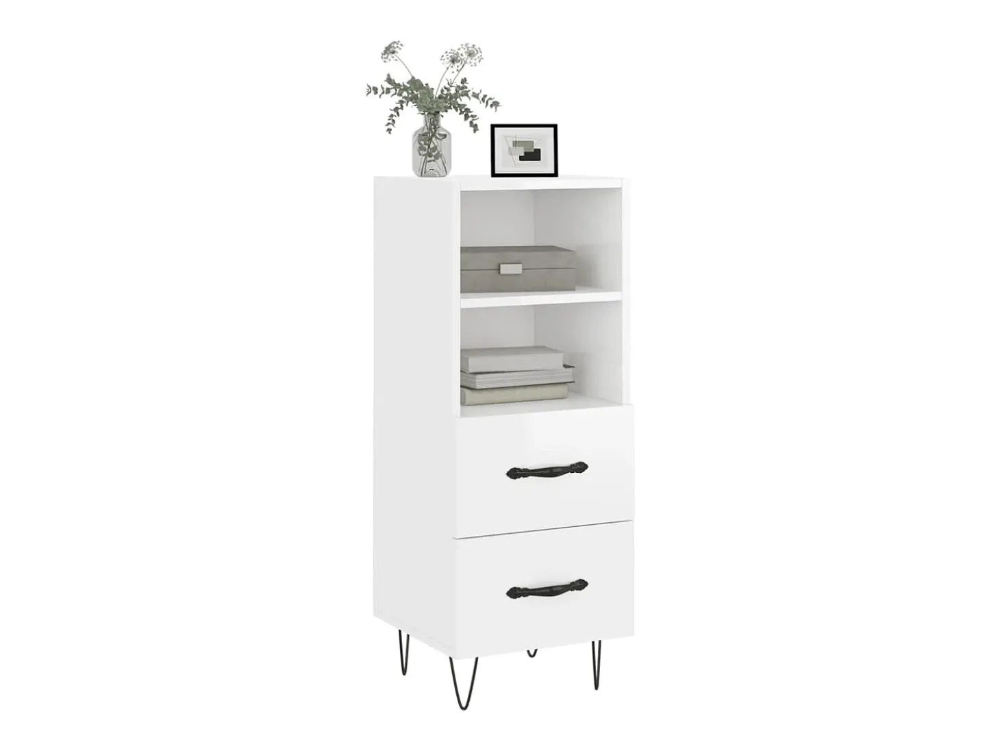 Aparador Blanco brillo 34,5x34x90 cm Madera de ingeniería