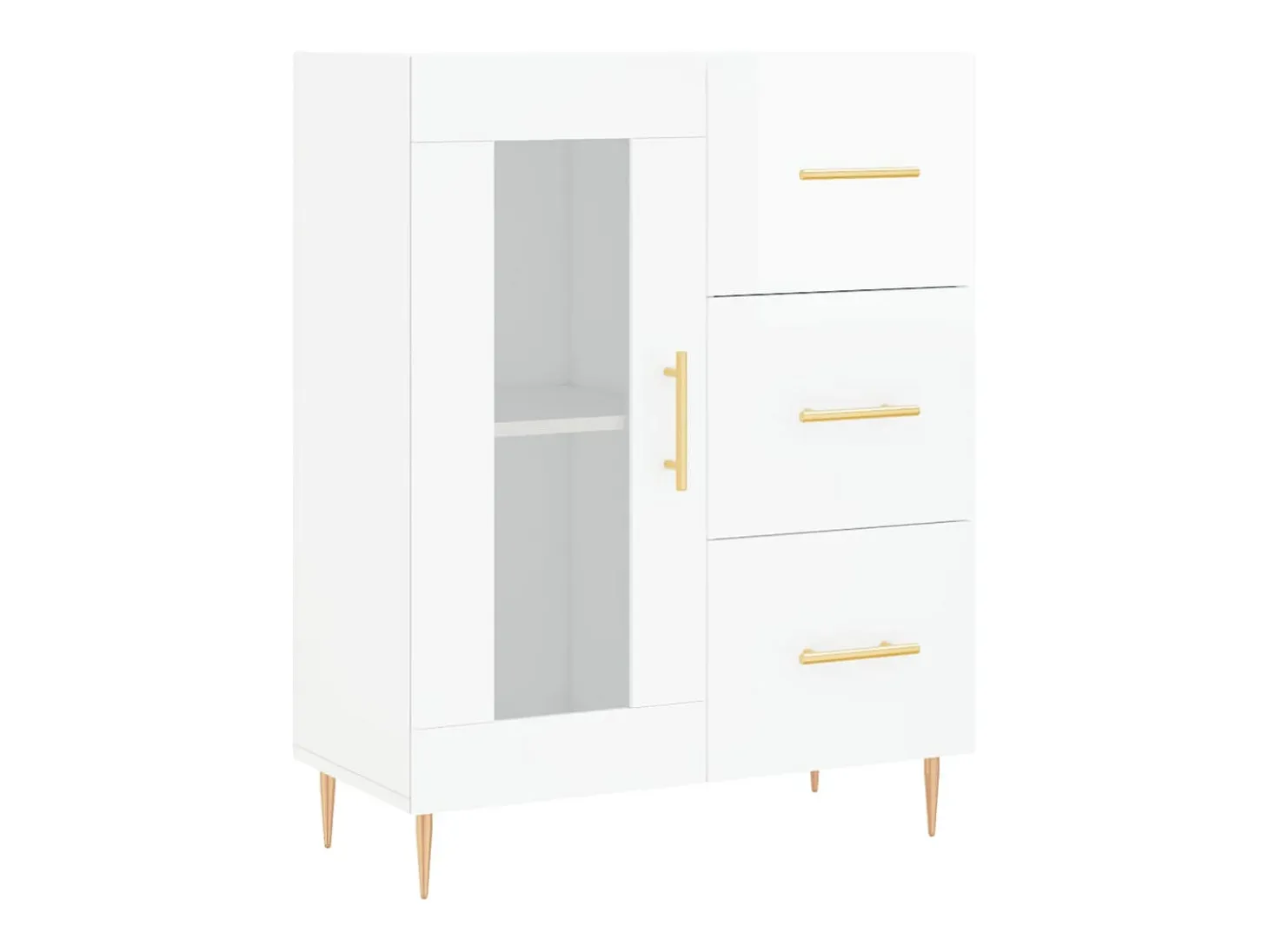 Aparador Blanco brillo 69,5x34x90 cm Madera de ingeniería