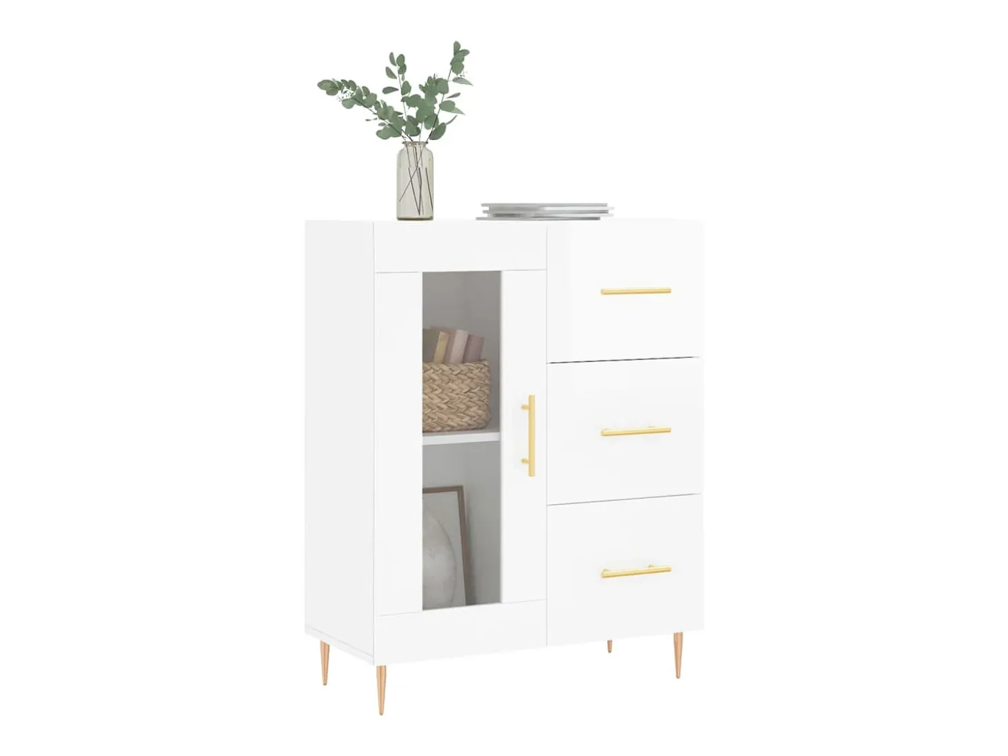 Aparador Blanco brillo 69,5x34x90 cm Madera de ingeniería