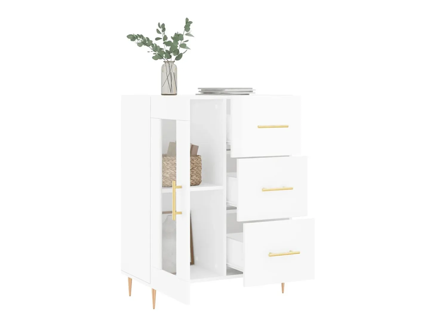 Aparador Blanco brillo 69,5x34x90 cm Madera de ingeniería