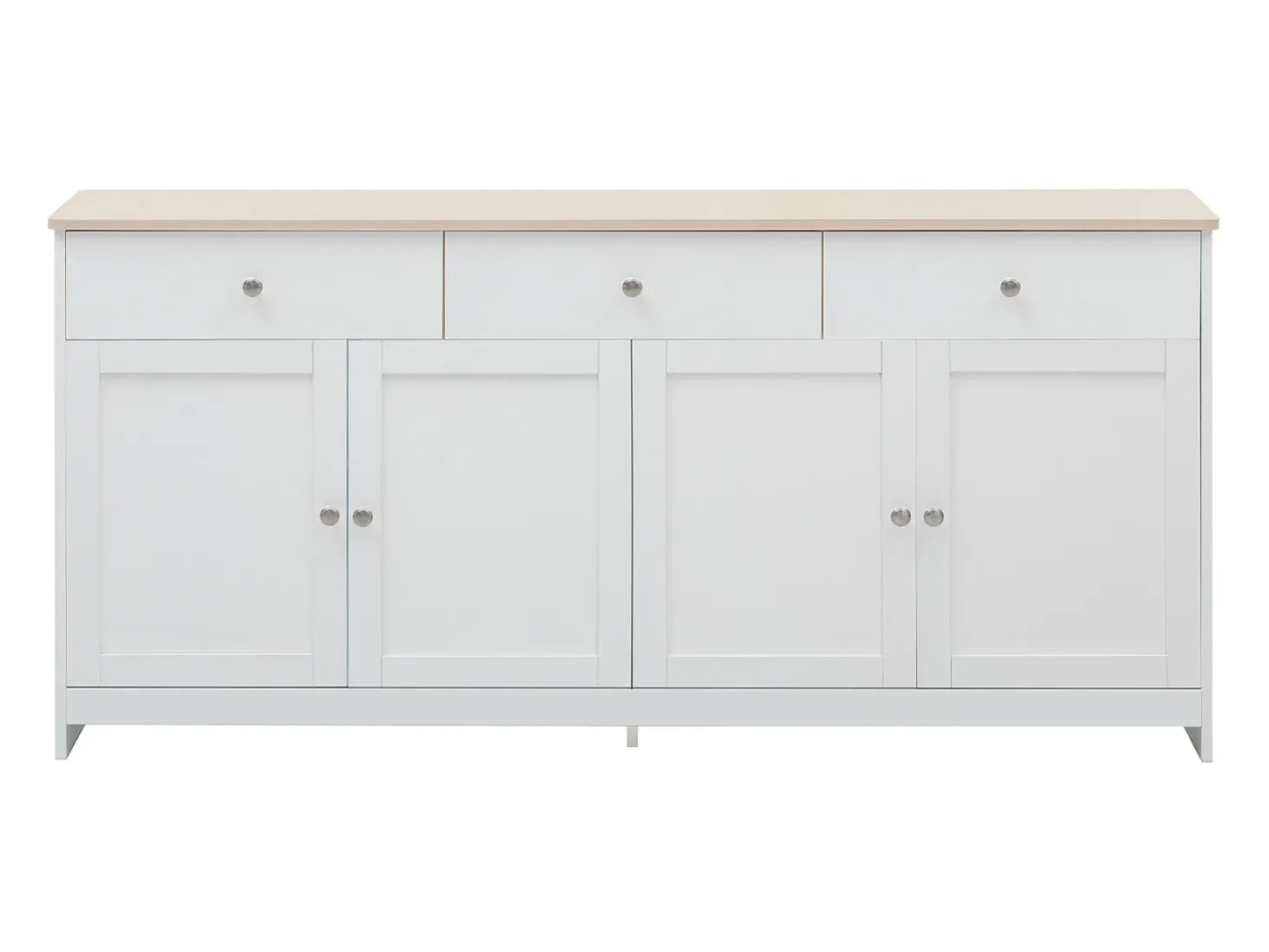 Aparador Blanco con 3 Cajones y 4 Puertas, 160 cm - Estilo Moderno con Estantes Ajustables - Ideal para Comedor, Cocina o Salón