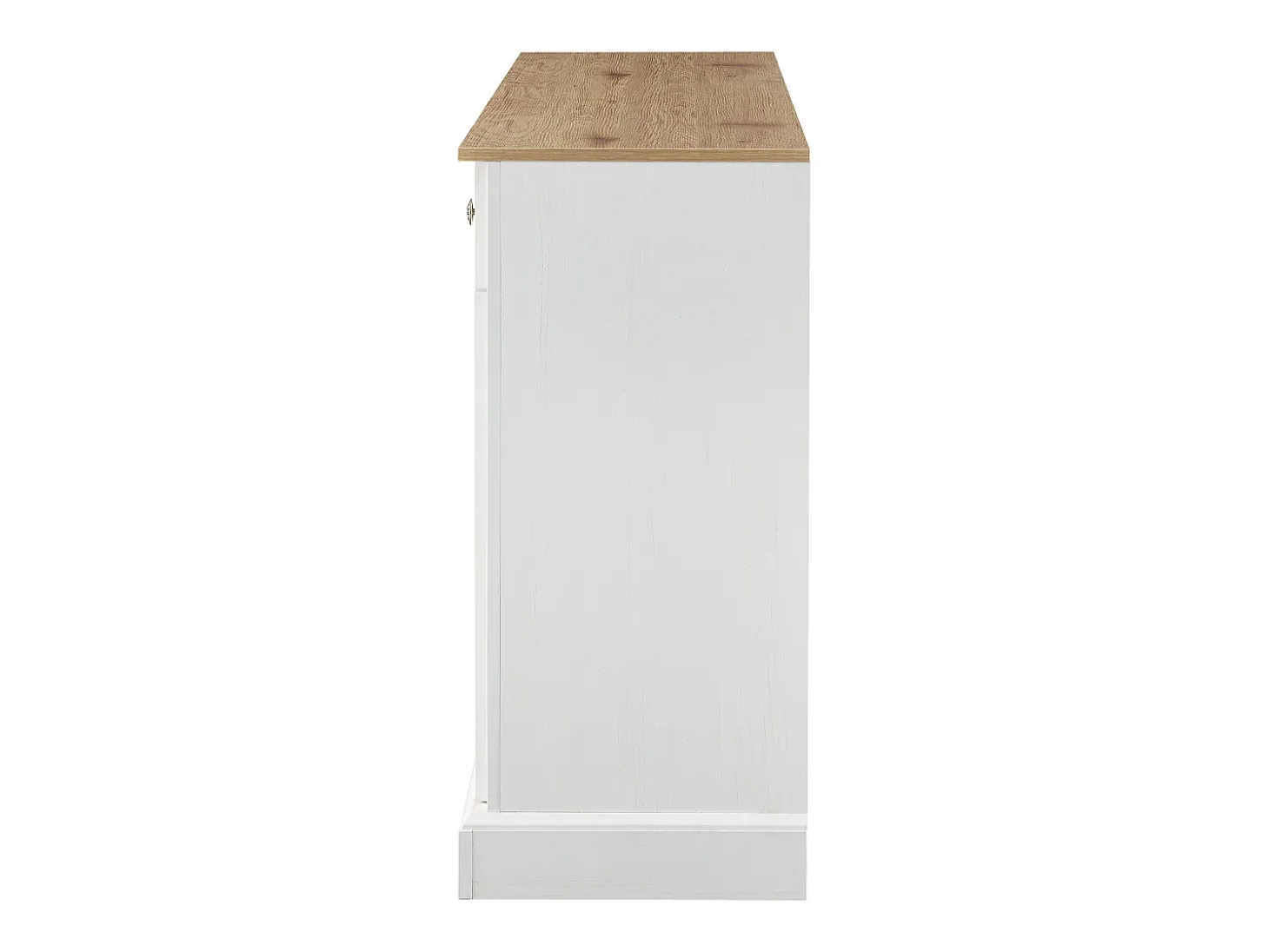 Aparador blanco con 4 puertas y 2 cajones, estantes regulables, tablero efecto madera - para salón o cocina