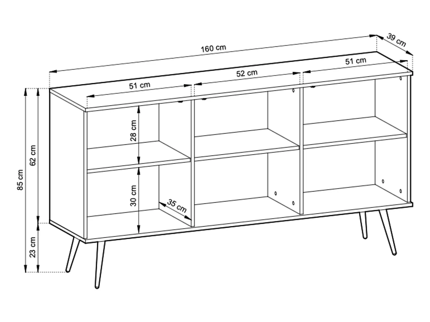 Aparador blanco glamuroso con patas doradas, 160 x 85 x 39