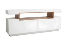 Aparador blanco mate y nicho en madera LIVO