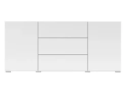 Aparador blanco moderno para el salón con 3 cajones y 2 puertas 140x35x63 cm Mehdi