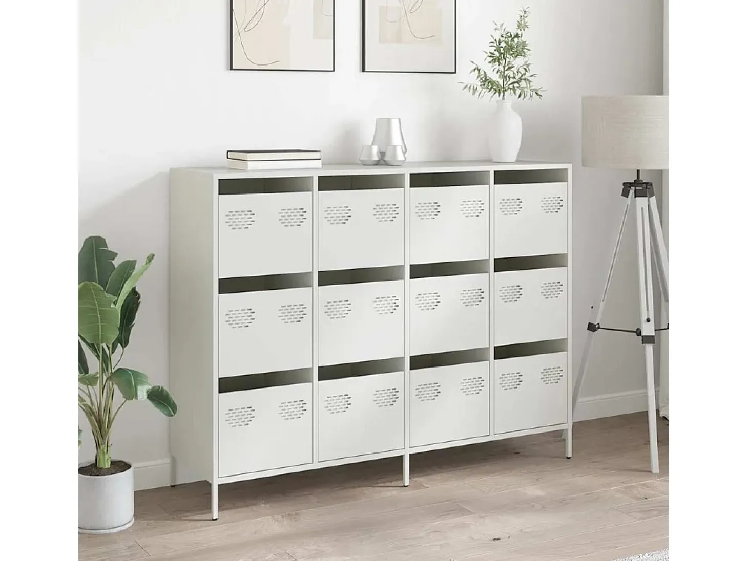 Aparador blanco 135x39x103,5 cm acero laminado en frío