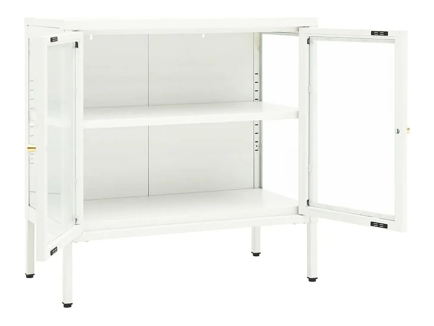 Aparador Blanco 70x35x70 cm Acero y cristal