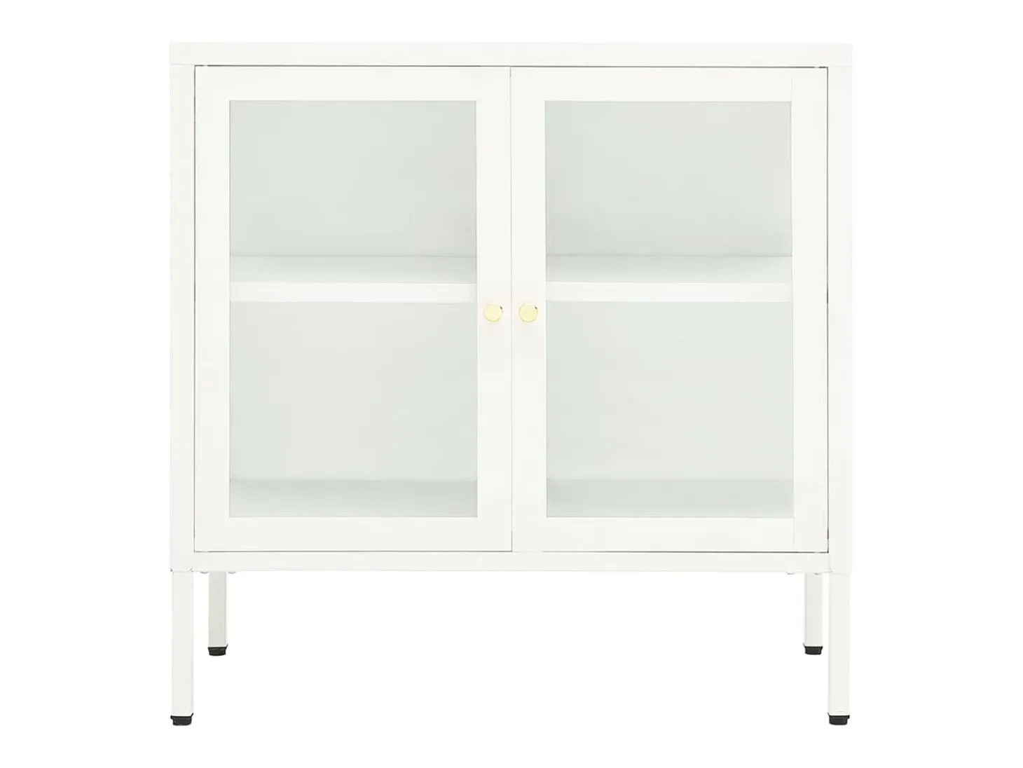 Aparador Blanco 70x35x70 cm Acero y cristal