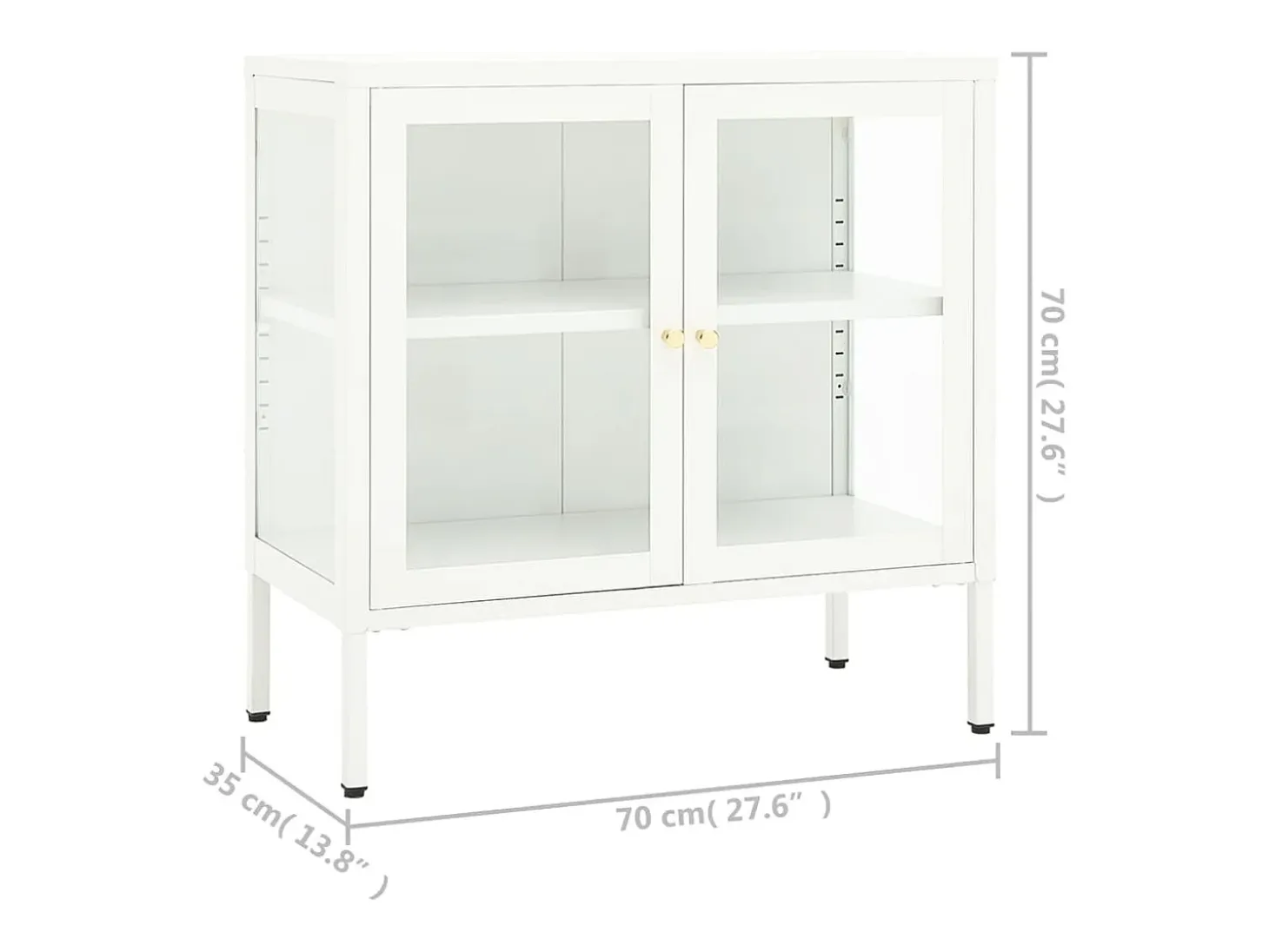 Aparador Blanco 70x35x70 cm Acero y cristal