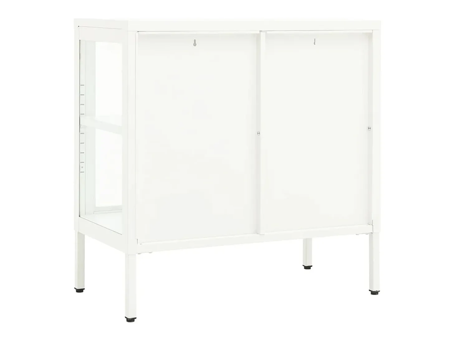Aparador Blanco 70x35x70 cm Acero y cristal