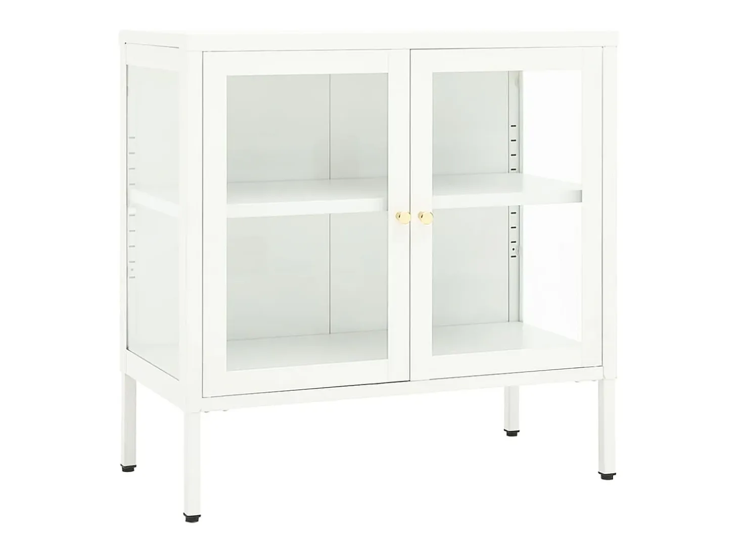 Aparador Blanco 70x35x70 cm Acero y cristal