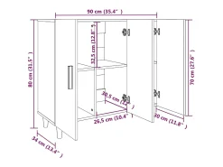 Aparador blanco 90x34x80 cm madera contrachapada