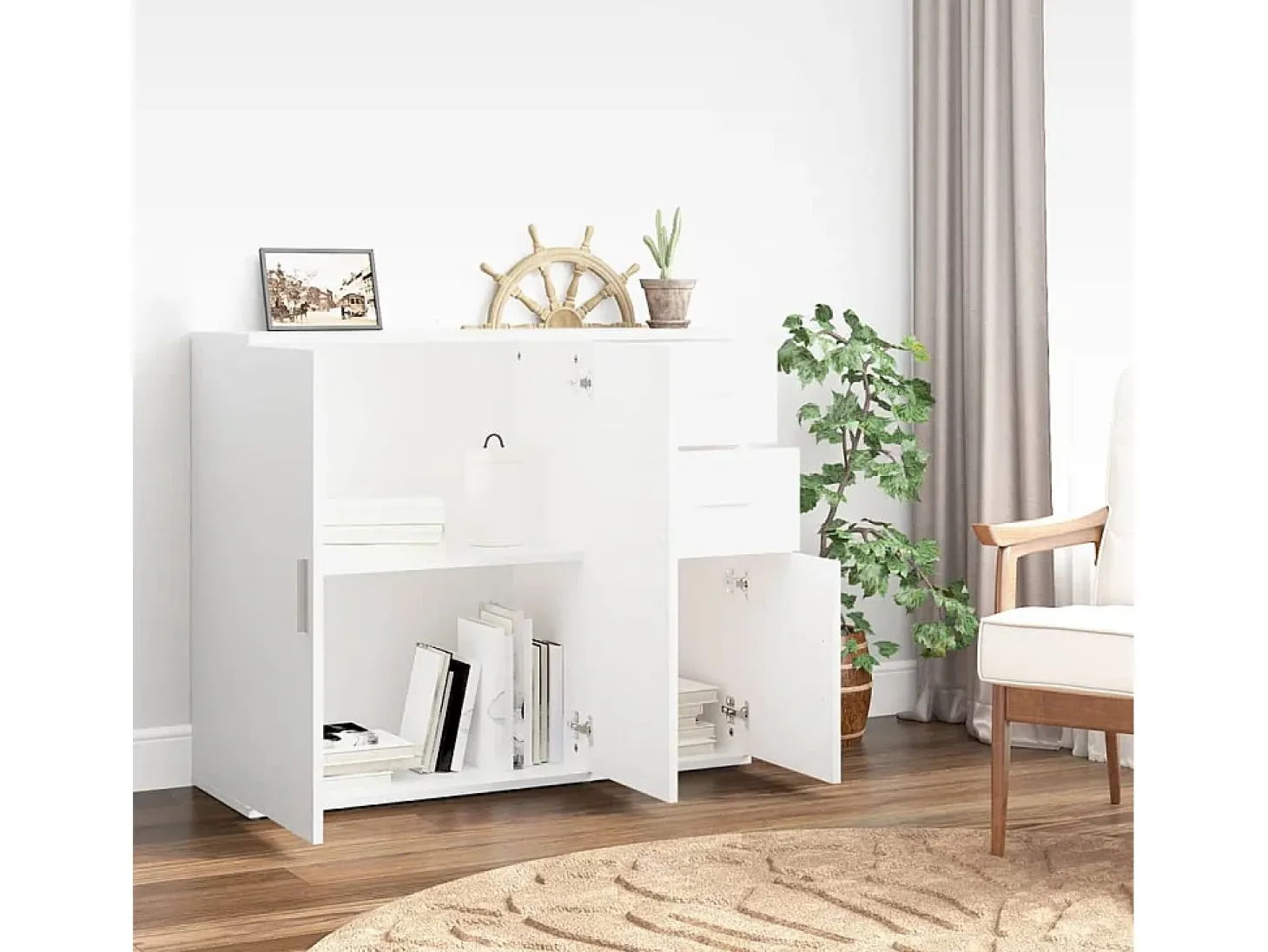 Aparador blanco 91x29,5x75 cm Madera de ingeniería