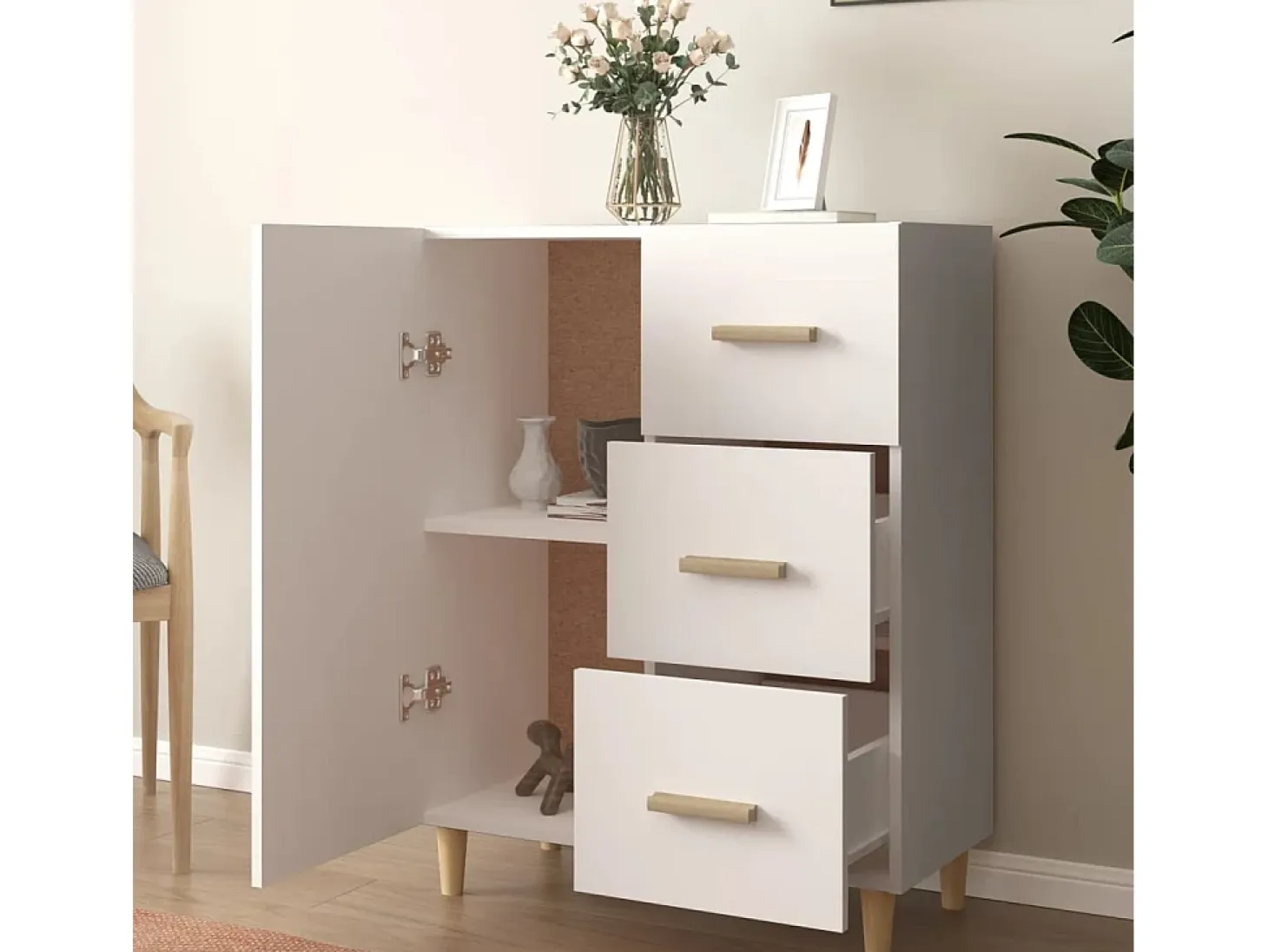 Aparador blanco 69,5x34x90 cm madera de ingeniería