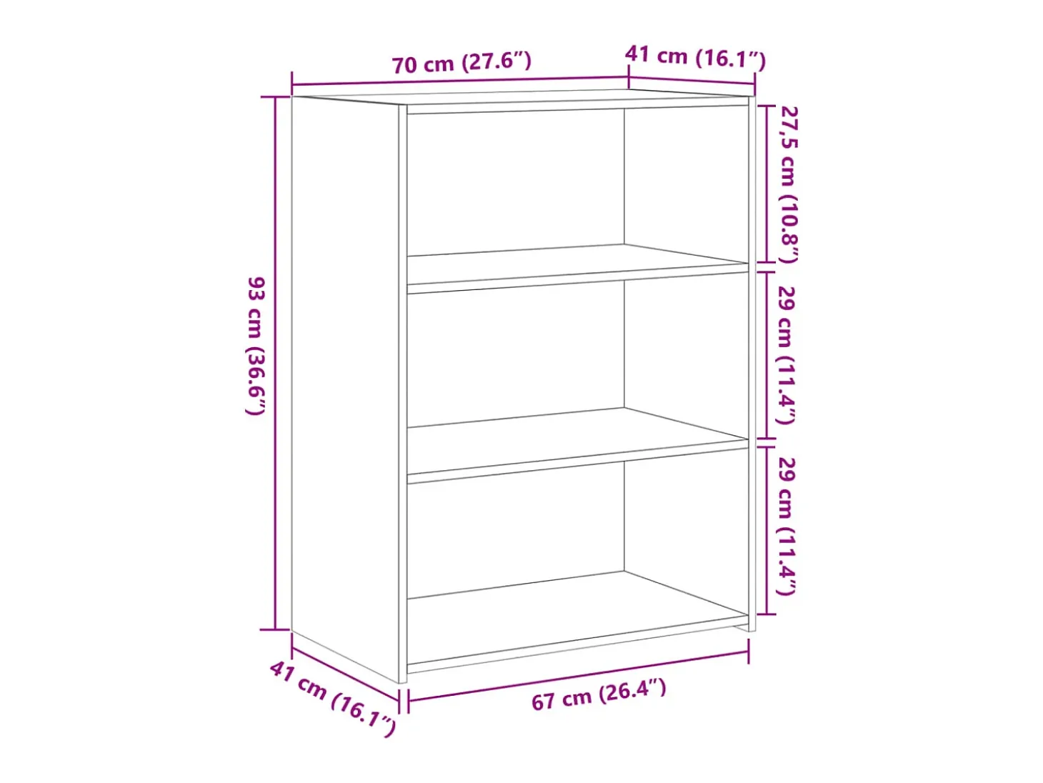Aparador blanco 70x41x93 cm madera contrachapada
