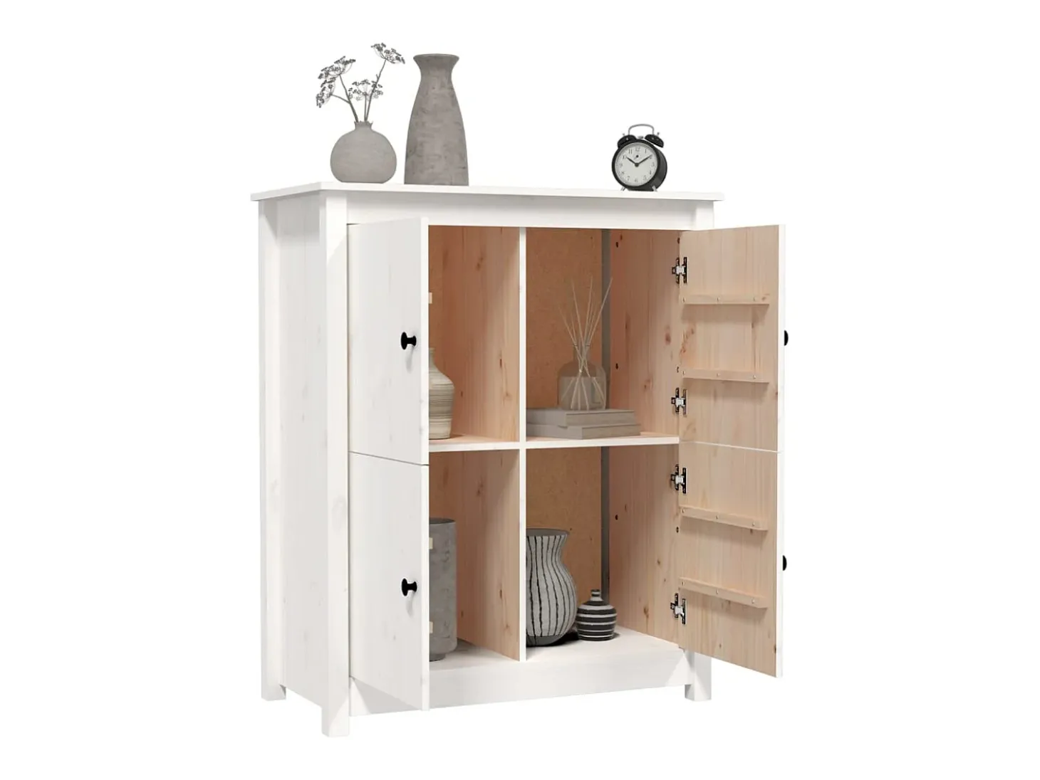 Aparador Blanco 83x41,5x100 cm Madera Maciza de Pino