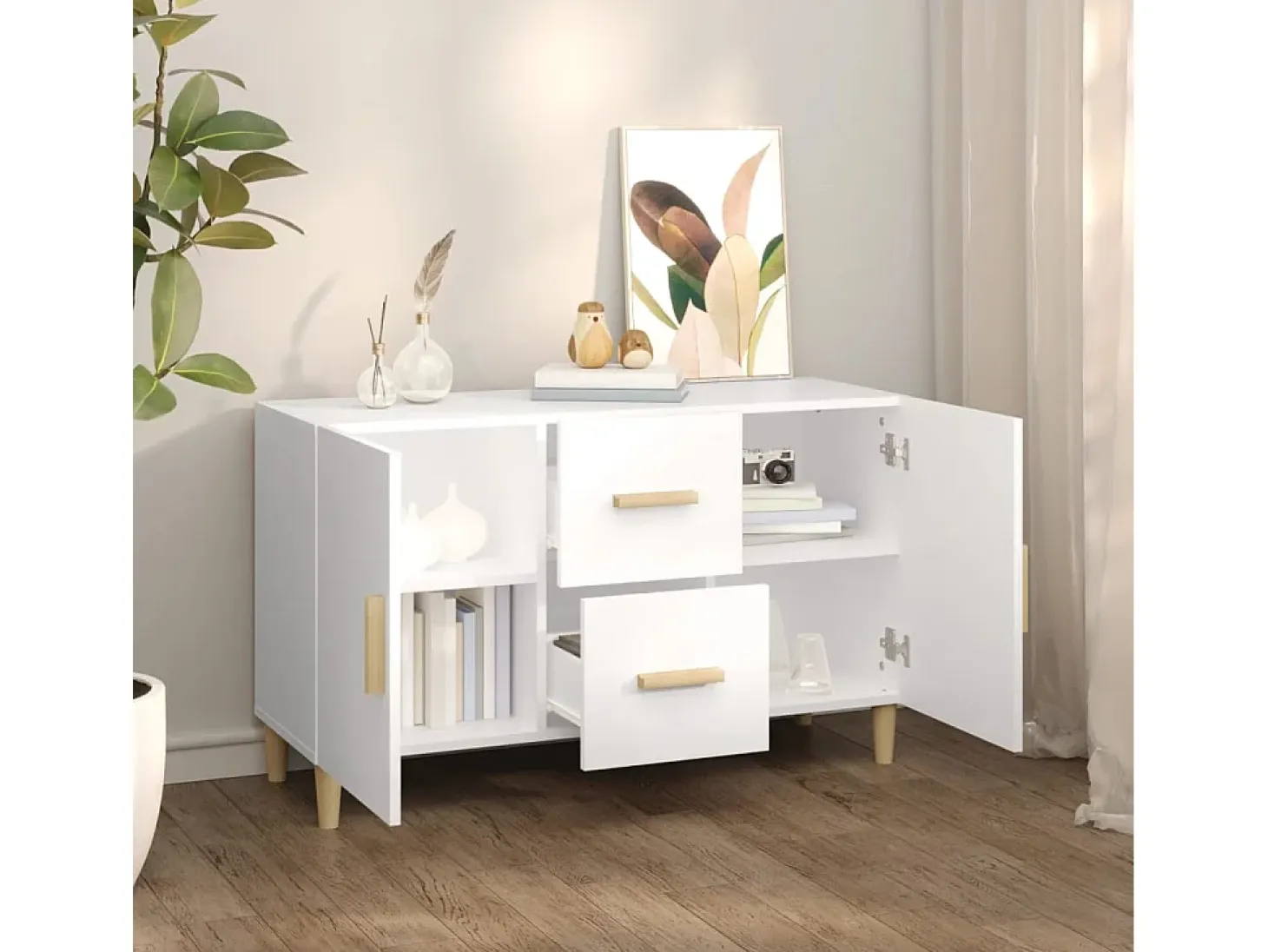 Aparador blanco 100x36x60 cm madera de ingeniería