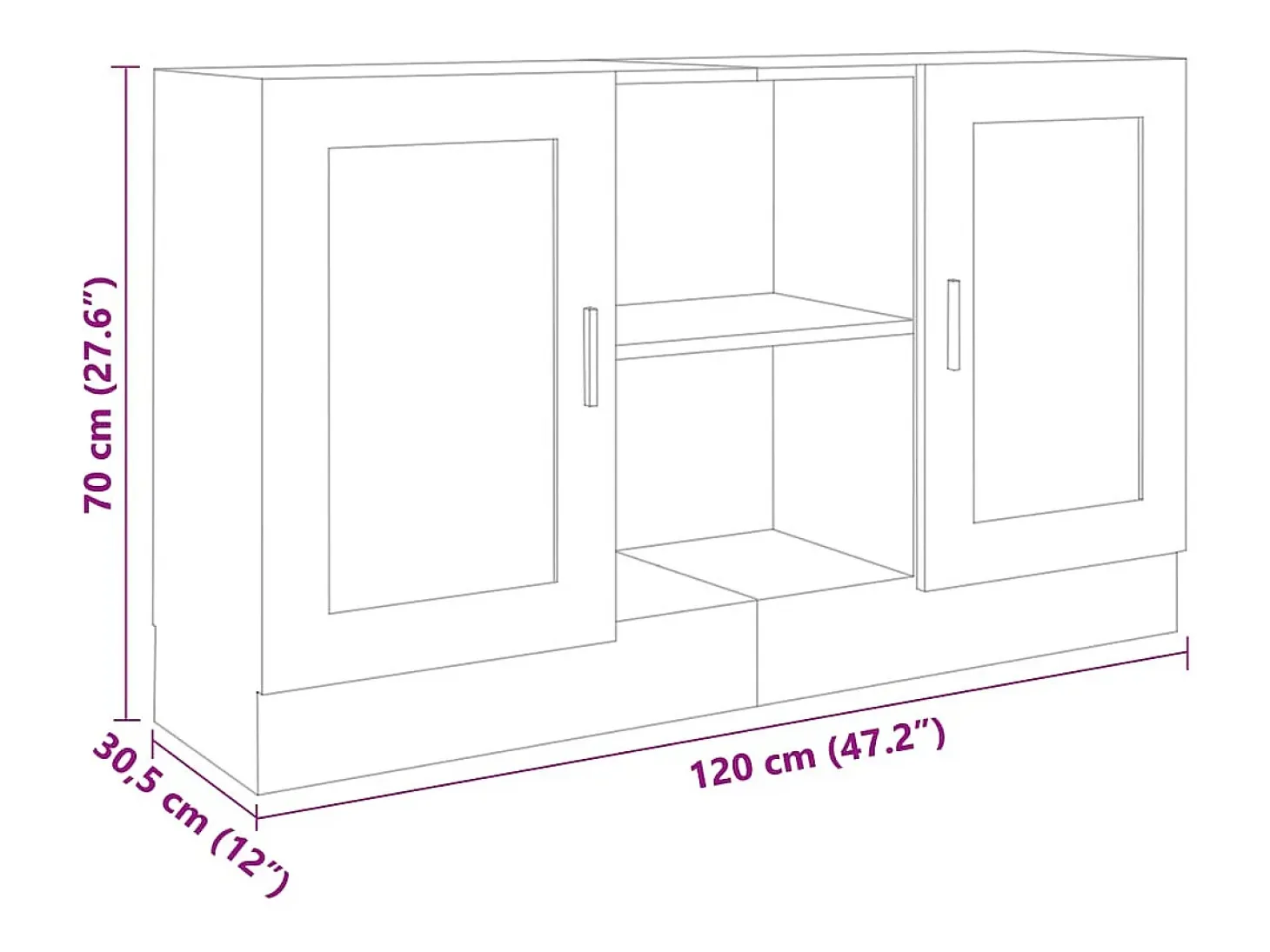 Aparador Blanco 120x30,5x70 cm Madera de Ingeniería