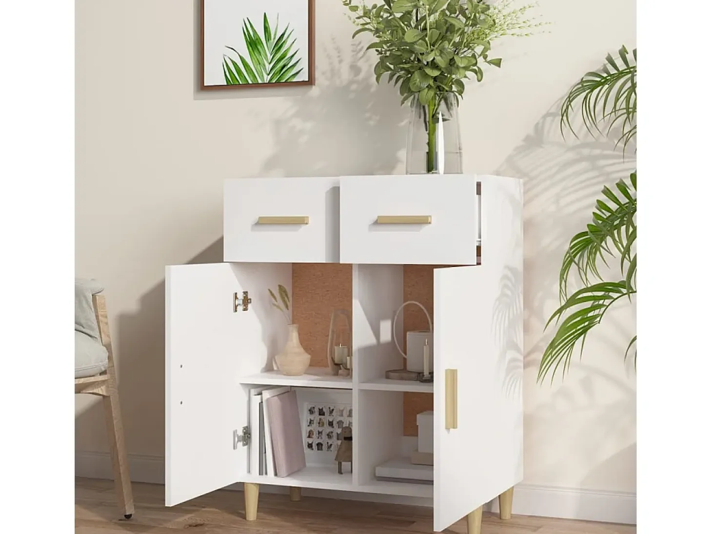 Aparador blanco 69,5x34x89 cm madera contrachapada