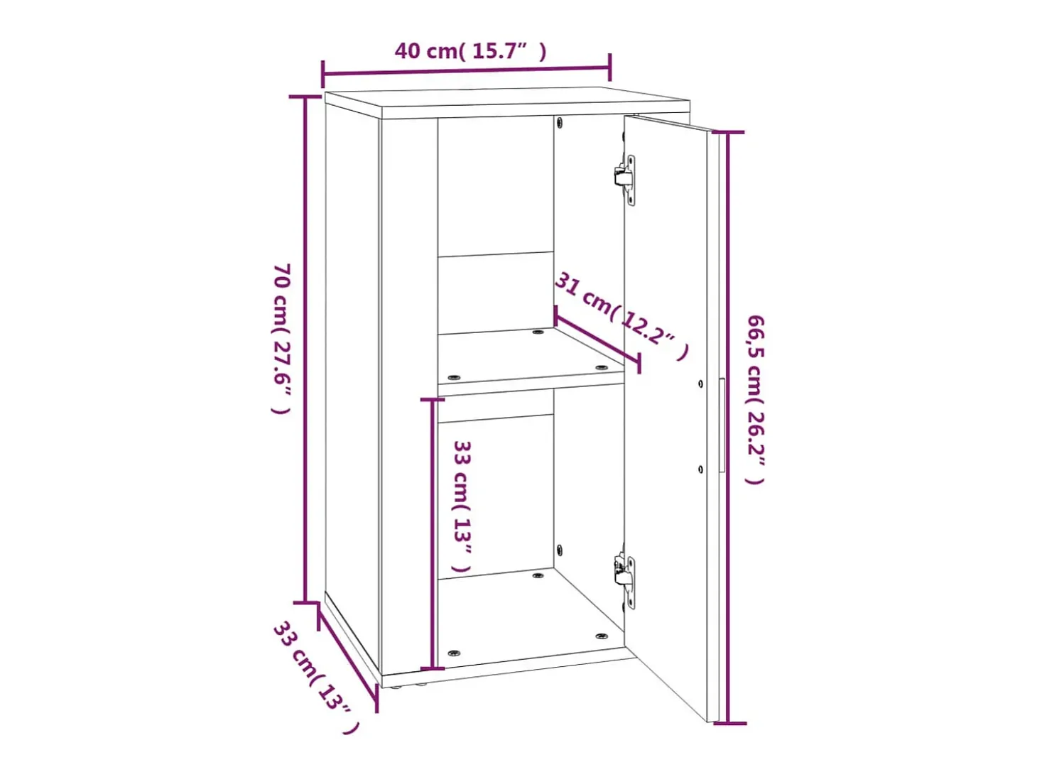 Aparador Blanco 40x33x70 cm Madera de Ingeniería