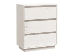 Aparador Blanco 60x34x75 cm Madera Maciza de Pino