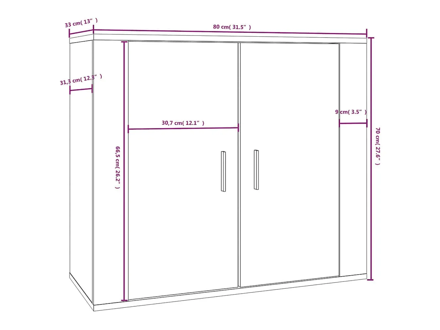 Aparador Blanco 80x33x70 cm Madera de Ingeniería