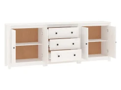 Aparador Blanco 210x35x80 cm Madera Maciza de Pino